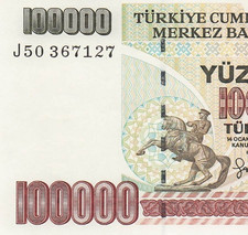 Turkey  100,000  Lira  ND. 1991  Series  J 50  Uncirculated Banknote AAZ 15
