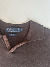 Polo Ralph Lauren Wool Cotton Knit Polo Sweater Brown Size M
