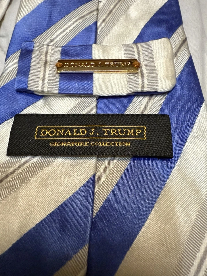 Corbata Ejecutiva Donald J Trump Signature Collection Azul Diagonal Rayas Formal Foto 2 de 4