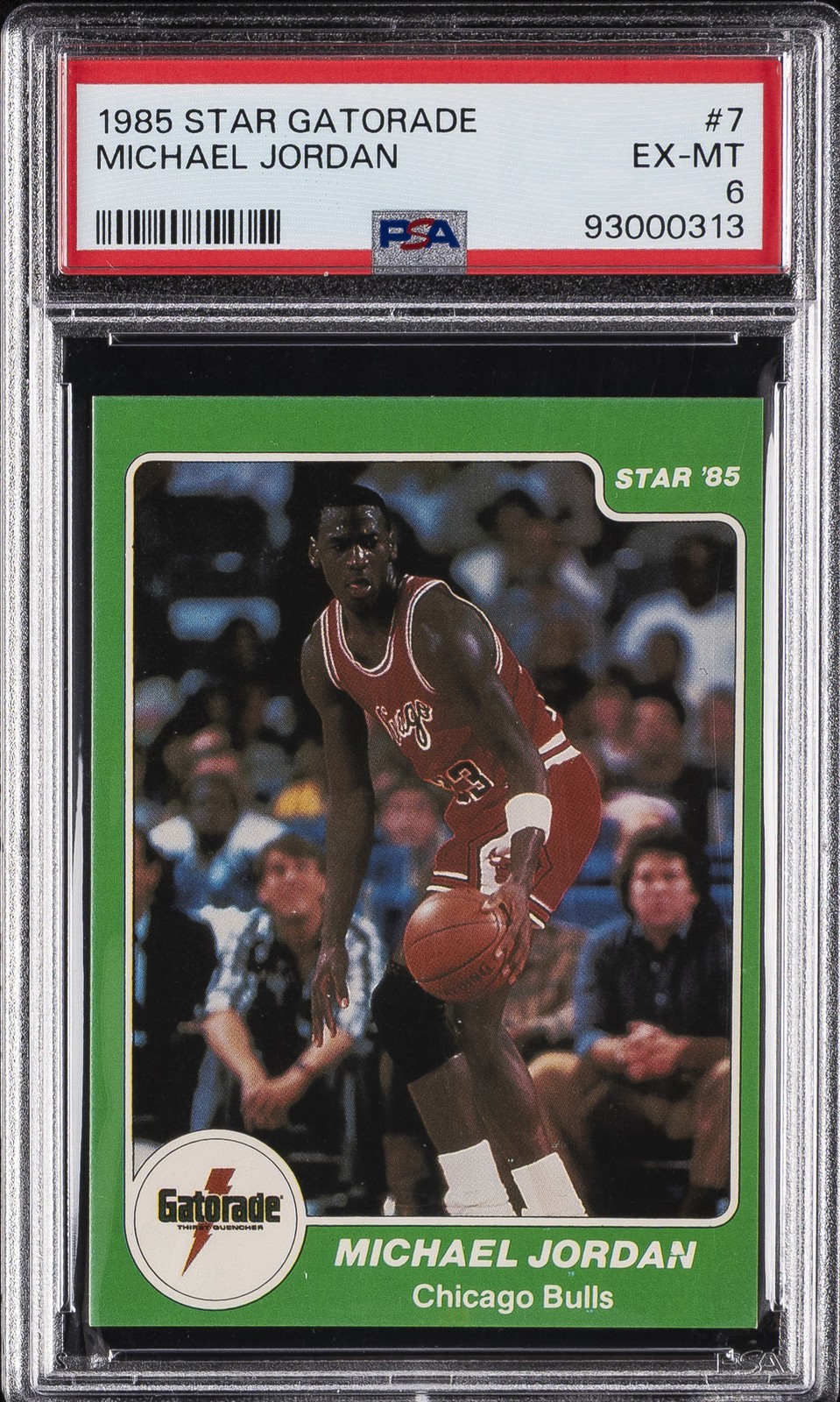1985 STAR GATORADE #7 MICHAEL JORDAN ROOKIE RC PSA 6
