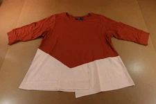 Attitudes By Renee Womens 2X Redwood Knit With Crushed Stripe Peplum Top NWT