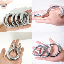 Male Metal Ball Stretcher Rings Role Playing 2-styles Curved Magnetic Ring