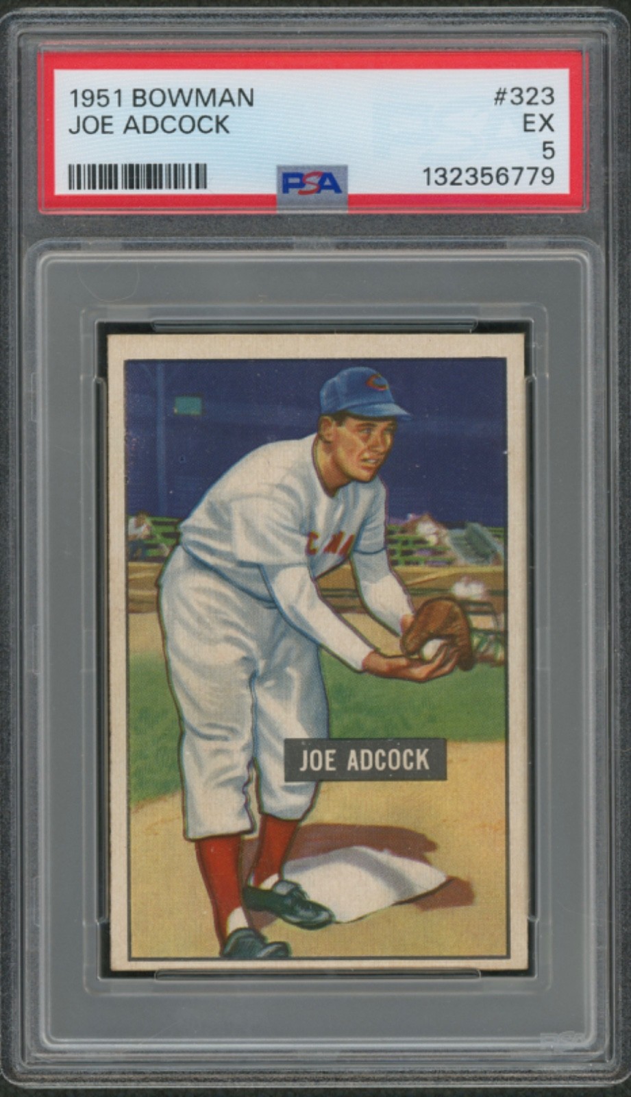 1951 Bowman #323 Joe Adcock ^^ Cincinnati Reds ~ PSA 5
