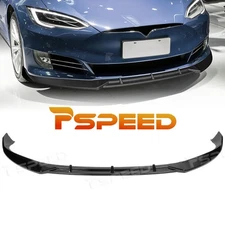 Glossy Black PP Front Bumper Spoiler Lip For Tesla Model S 2016-2020 STP-Style
