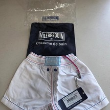 Vilebrequin Baby Boys 6M White Swim Shorts Red Blue Piping Designer Swimwear Bag