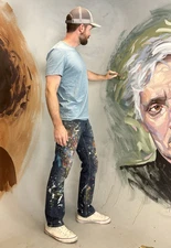 Paint-Splattered Jeans 30x32 Artist Chris Carlson Mural Pants Thrashed Distress