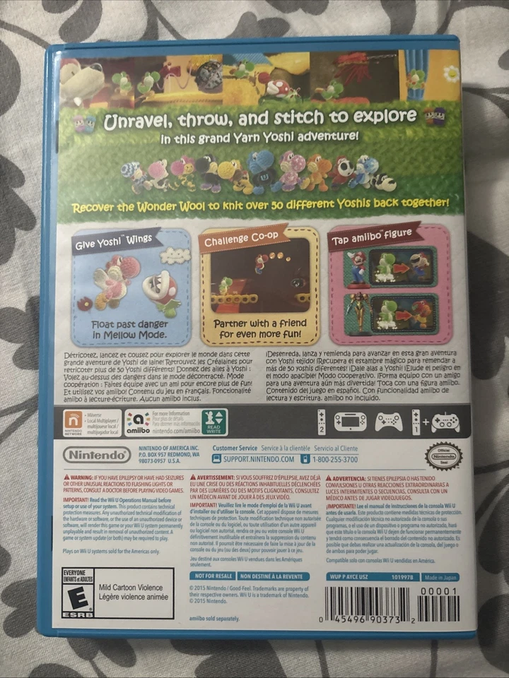 Yoshi's Woolly World Nintendo Wii U 2015 Complete Game with Box and Instructions - Image 2 of 3