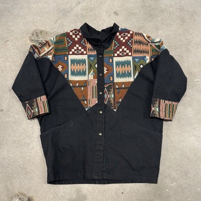 DAVID JAMES Jacket Women L Ranch Chore Coat Southwest Aztec Navajo Vintage