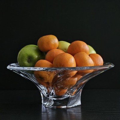 Bohemian Crystal 12'' Mozart Clear Bowl   AURUM Decorative Fruit Dish