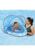 Aqua Leisure Adjustable Seat Baby Pool Float w/ Retractable Canopy, Whales