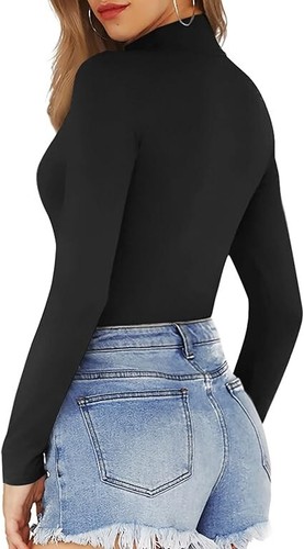 Body MANGOPOP Mujer Manga Larga Mediana Simulado Cuello Tortuga Nuevo con Etiquetas - Imagen 3 de 5