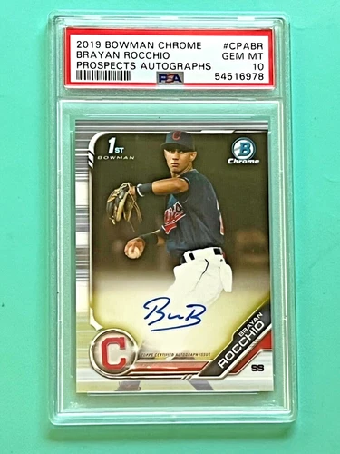 Brayan Rocchio 2019 1st Bowman Chrome Auto PSA 10 Gem Mint Guardians #BCP209