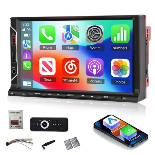 7" Wireless Carplay Android auto Car Stereo Touch Screen Bluetooth USB Radio