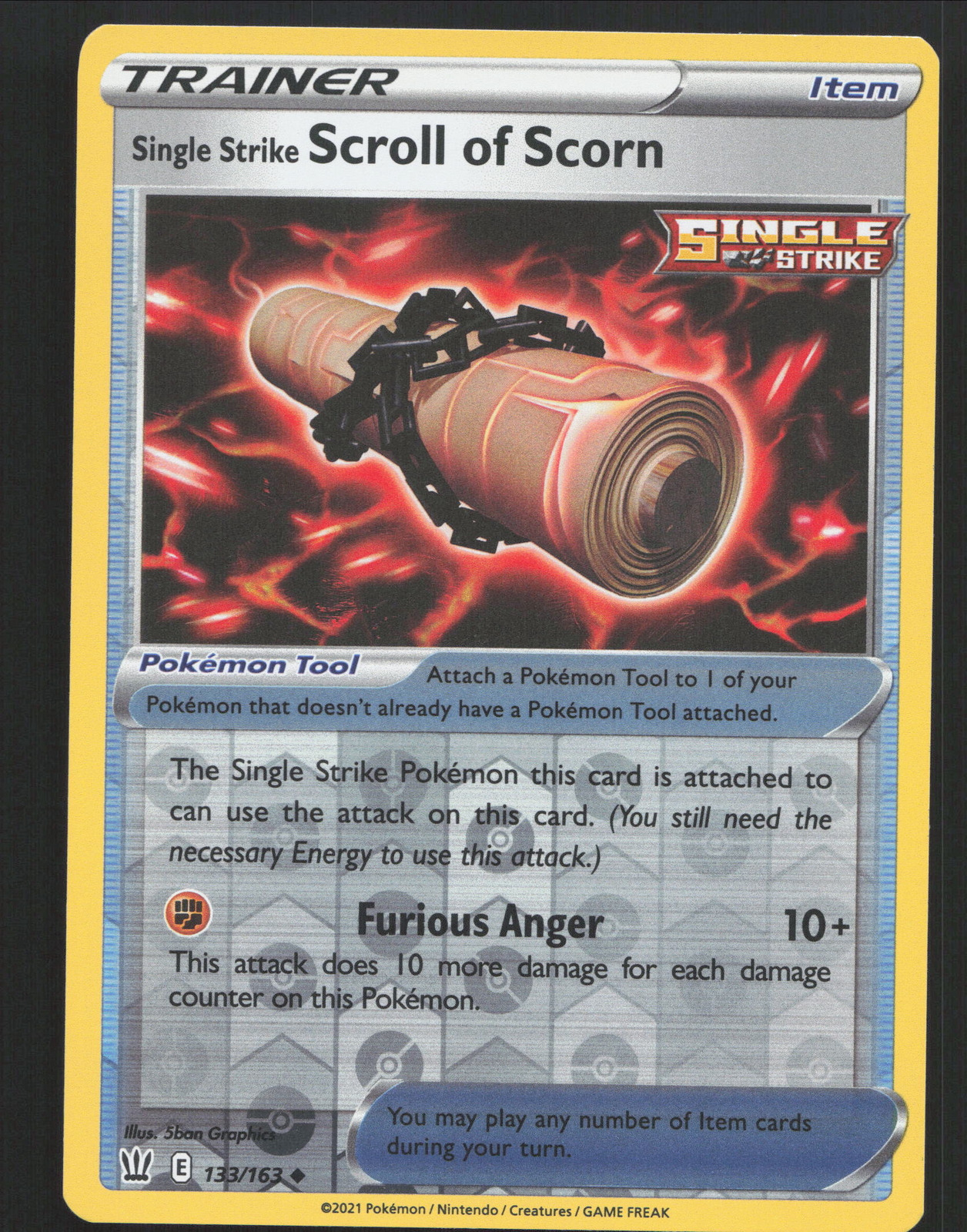 Single Strike Scroll of Scorn 133/163 Reverse Holo Pokemon Battle Styles NM