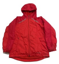 L.L. Bean Large 14-16 Fleece Lined Rain Jacket Red Hooded