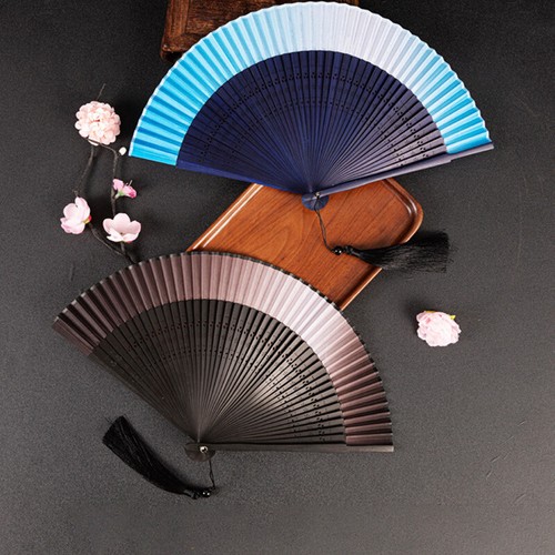 Chinese Style Bamboo Fan Tassel Silk Folding Fan Wedding Party Hand Held Fan - Picture 5 of 18
