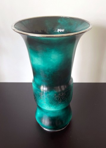 Jarrón japonés Cloisonne con incrustaciones de plata de Ando Jubei - Imagen 5 de 14