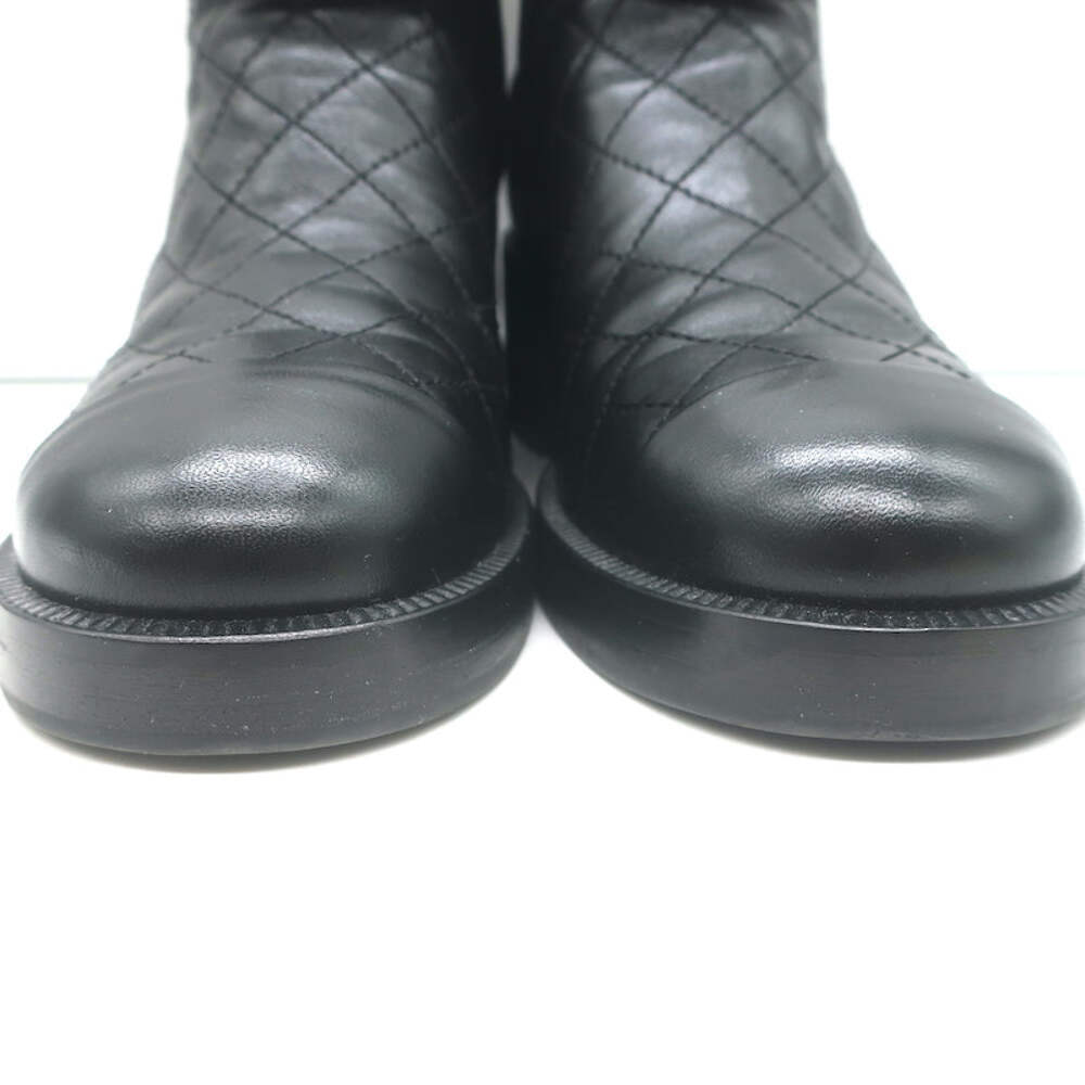 Chanel CC Turn Lock Fold-Over Ankle Boots Black Quilted Leather