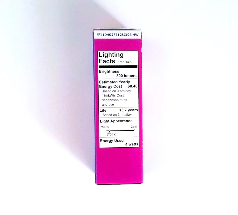 TCP 4W 40W Equal LED F11 Dimmable Filament Bulb E12 Candelabra FF11D4027E12SCL95 - Image 2 of 4