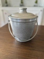 **VTG MCM** Hammered Aluminum Ice Bucket Made in Italy **10”high x 8" W**