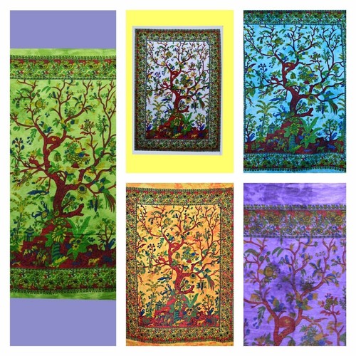 Tenture Murale Indienne – Paon Et Fleurs – Broderie Perles – 55x55 Cm
