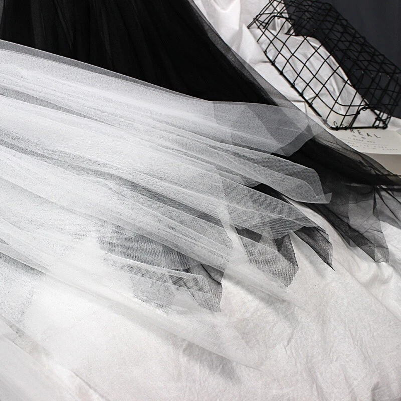 Women Irregular Mesh Skirt Pleated Sheer Tulle Petticoat Asymmetric Lace - Image 4 of 4