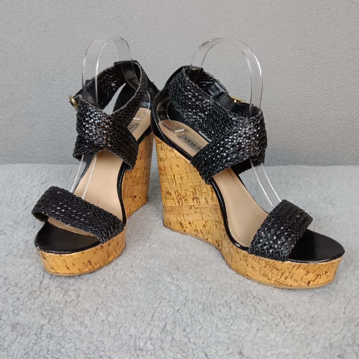 Steve Madden Womens Size Cork Wedge Strappy Heels 5