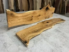 2 Pack Live Edge Oak Wood Slabs / Figured Oak/Kiln Dried Figured Oak Shelves
