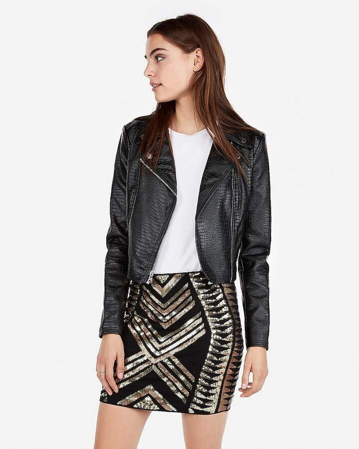 $70 EXPRESS High Waisted Sequin Mini Skirt XS Petite PXS Black