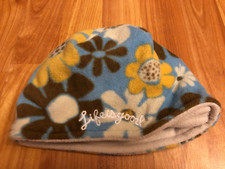 Life is Good Reversible Pink Purple Flower Print Fleece Beanie Toddler Size 2-4T