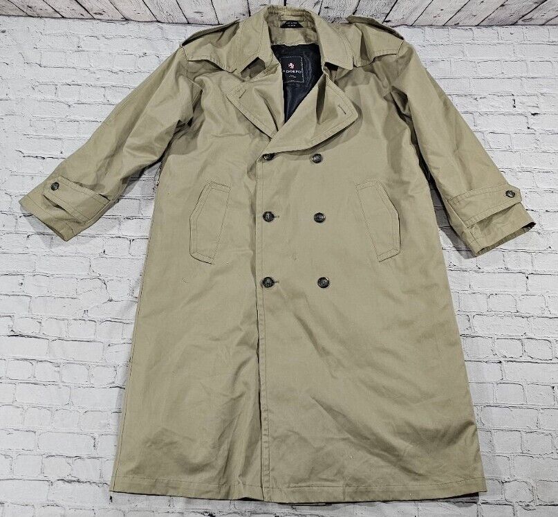 Adolfo Tan Beige Trench Coat Tan Lined VINTAGE MENS SIZE 42R Adolfo Tan Beige Trench Coat Tan Lined VINTAGE MENS SIZE 42R