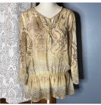 Cache' snakeprint sheer blouse size large
