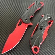 8.5” Red Tactical Spring Assisted Open Blade Folding Povket Knife Hunting Knife