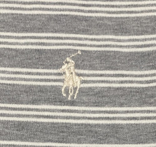 RALPH LAUREN POLO COTTON STRIPE GOLF CASUAL ACTIVE COLLAR SHIRT Gray White XL - Picture 2 of 11