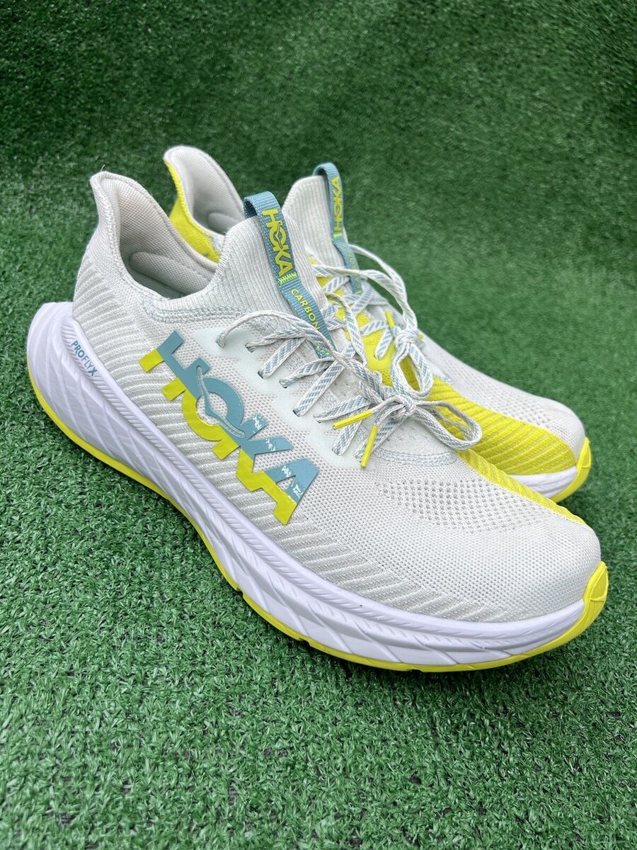 Hoka One One Carbon X 3 White Yellow Mens Sz 11.5D Running Hoka One One Carbon X 3 White Yellow Mens Sz 11.5D Running