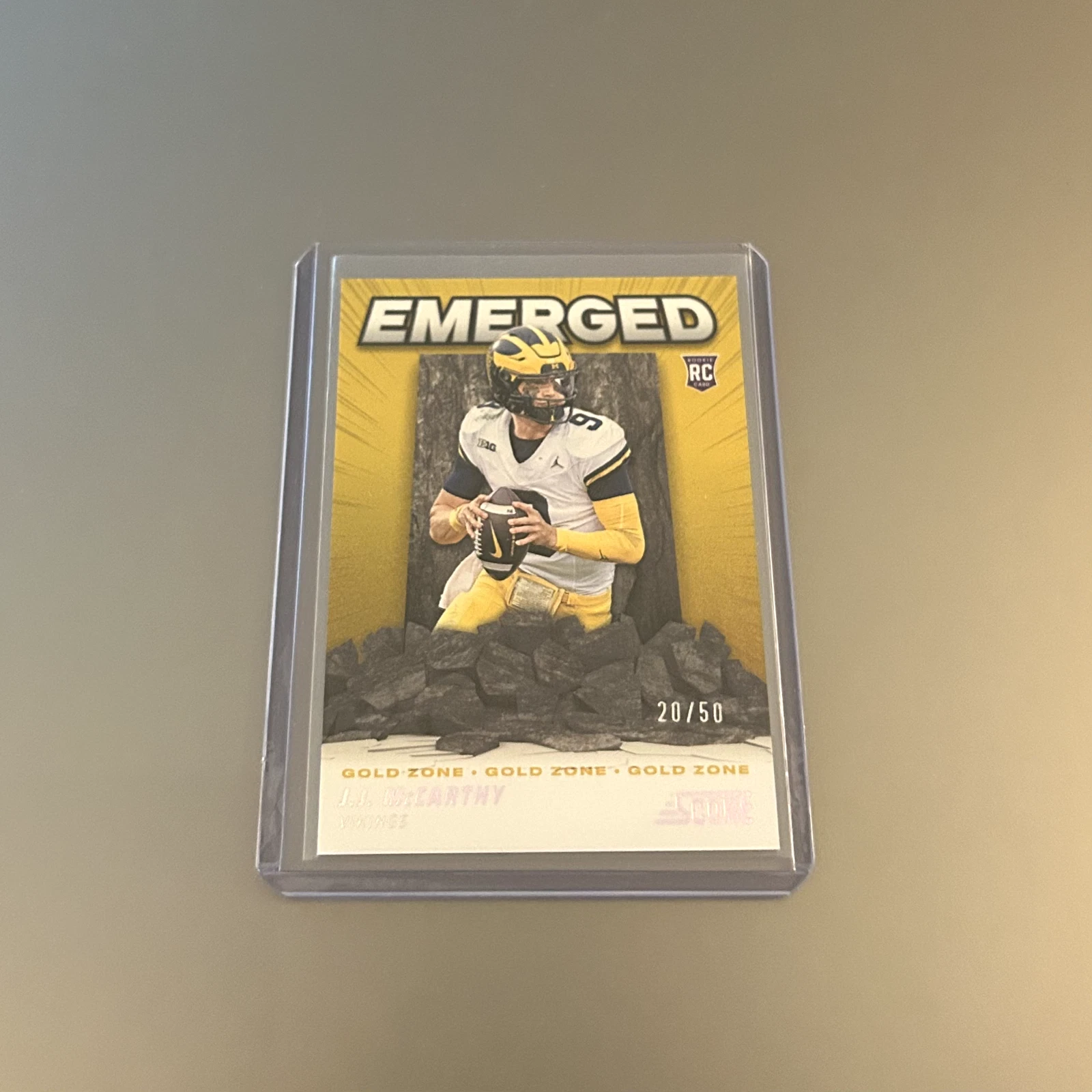 JJ McCarthy Panini Score Emerged #EMJMY Gold Zone