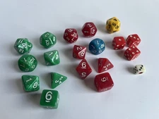 Vintage Early 1990s Role Playing Dice Lot of 19 with Bag