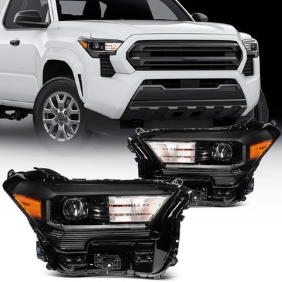 ECCPP LED Headlights Assembly For Toyota Tacoma 2.4L 2024-2025 Pair Black Amber