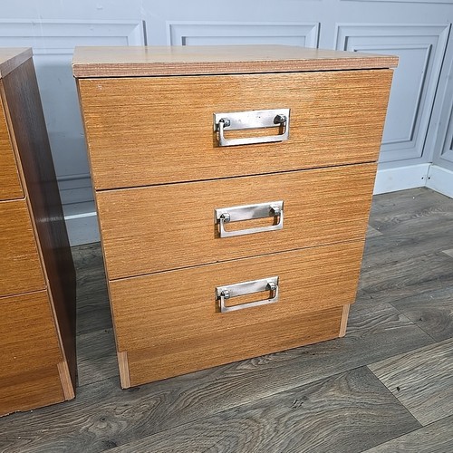 Pair 2 Mid Century Teak Filing Drawers Bedside Cabinets Tables Retro Storage - Picture 9 of 24
