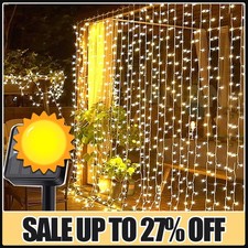 100/200/300 LED Solar Powered Curtain Lights Fairy String Window Garden Outdoor
