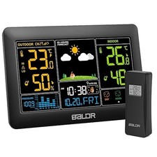 Wetterstation funk mit Außensensor DCF Funkuhr Großes Farbdisplay mit Innen