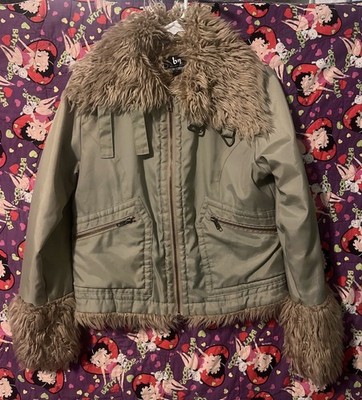 Vintage Y2K Blanc Noir Faux Fur Utility Jacket Size Medium 