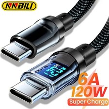 120w Super Fast USB Type-C Charging Braid Phone Charger Lead with Display LOT