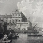 ANTIQUE 19th Century Engraving Etching Art Junk - Greenwich Hospital, Allen