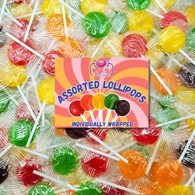 RUS Candy Company Assorted Fruit Flavored Lollipops - Bulk Individually Wrapp...
