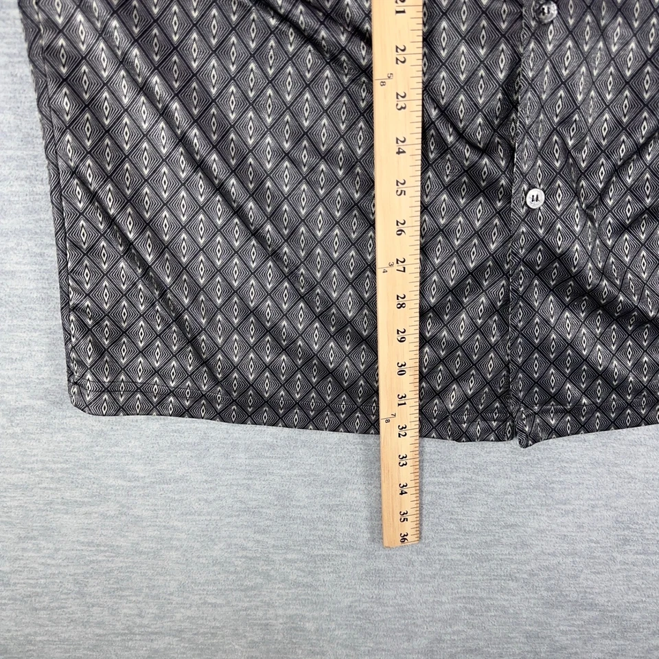 Camisa ODO Para Hombres XL Negra Geométrica Diamante Manga Corta Abotonada Hecha en EE. UU. DE COLECCIÓN Foto 4 de 4