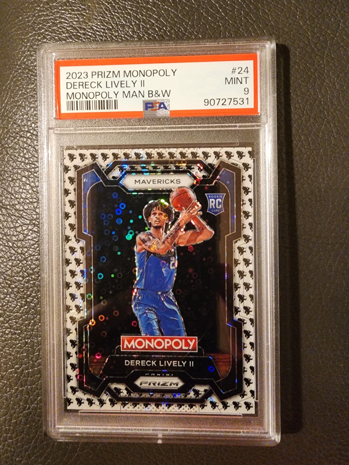 2023-24 Panini Prizm Monopoly - PSA 9 Man Black & White 📈🔥Dereck Lively📈🔥