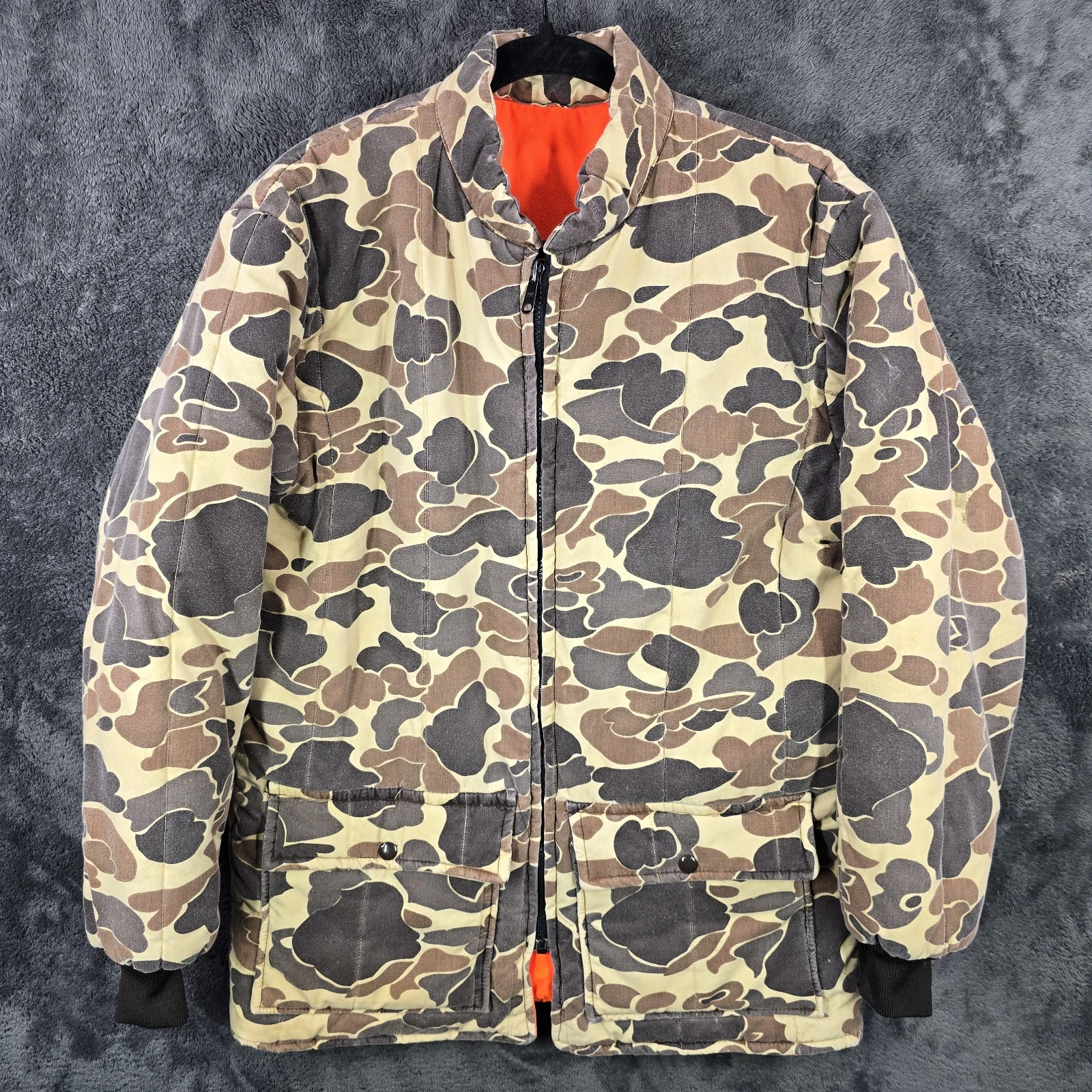 Vintage Samco Sports Jacket Mens Med Camouflage Orange Reversible Shell Holder
