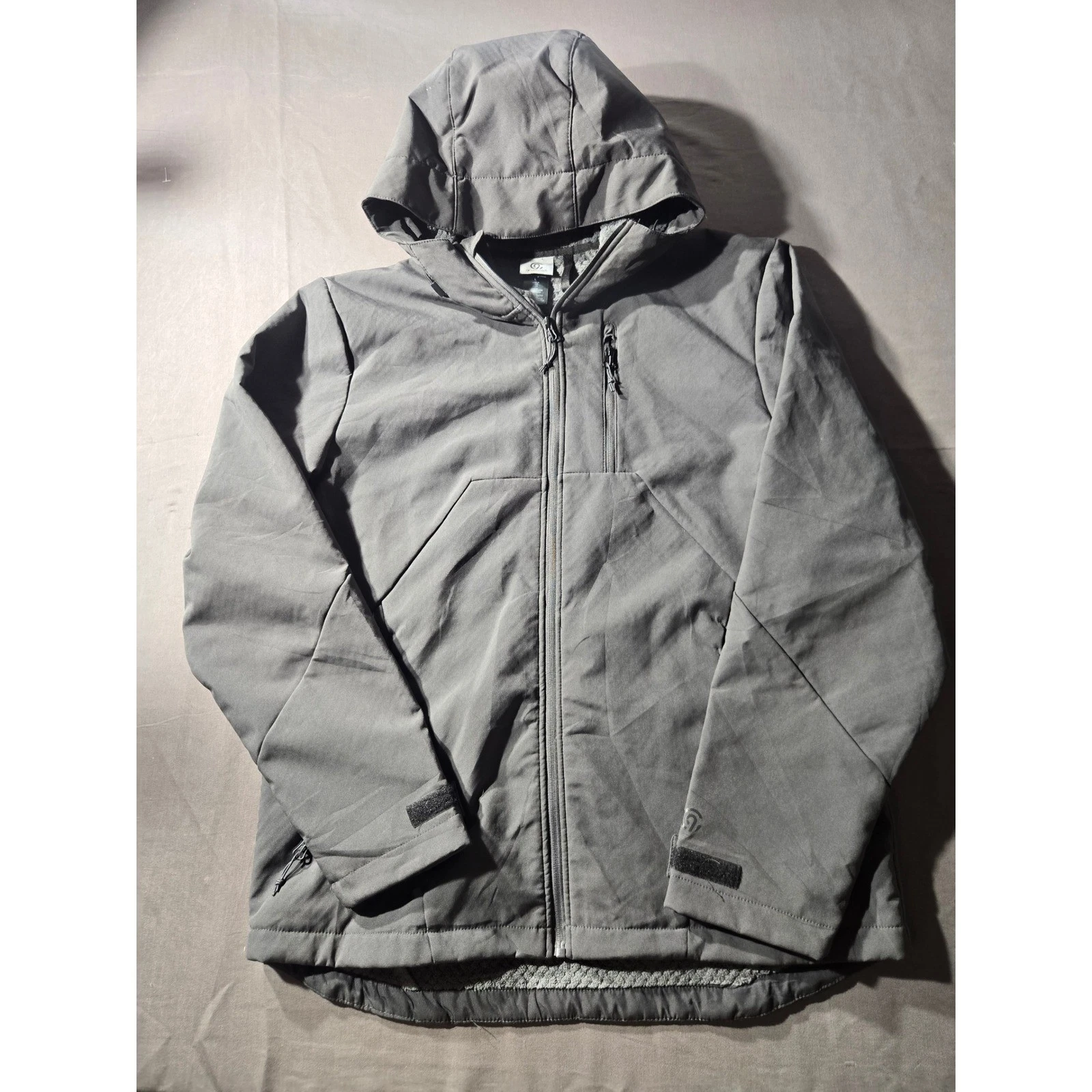 Champion C9 Mens Gray Softshell Hooded Jacket Fleece Lined Size L image 1
