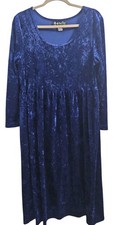 Vtg 90s All That Jazz Crushed Blue Velvet Maxi Dress Sz 10 Whimsygoth Grunge